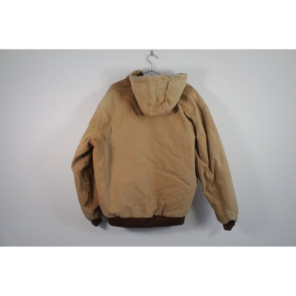 Carhartt Flannel Quilt Lined Duck Canvas Full Zip Active Jacket XL Brown - Picture 2 of 4